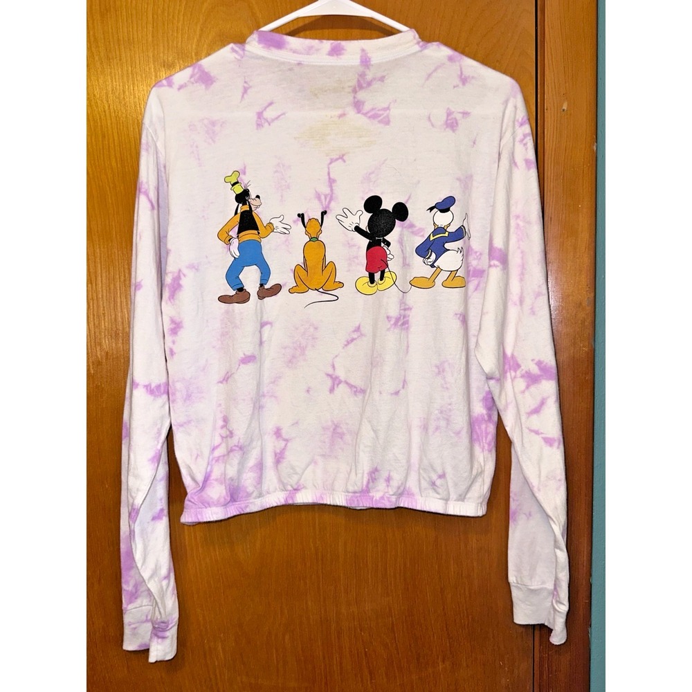 Disney Juniors M Purple Tie Dye Characters Pullover Top Mickey Goofy Donald Duck - Picture 3 of 5